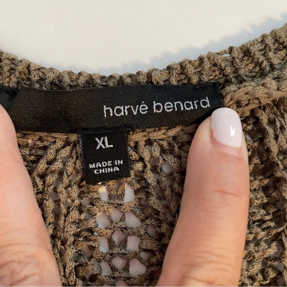 Harve Benard Green Fringe Sleeveless Loose Knit Fringe Sweater Cover Up Size XL - Picture 3 of 14